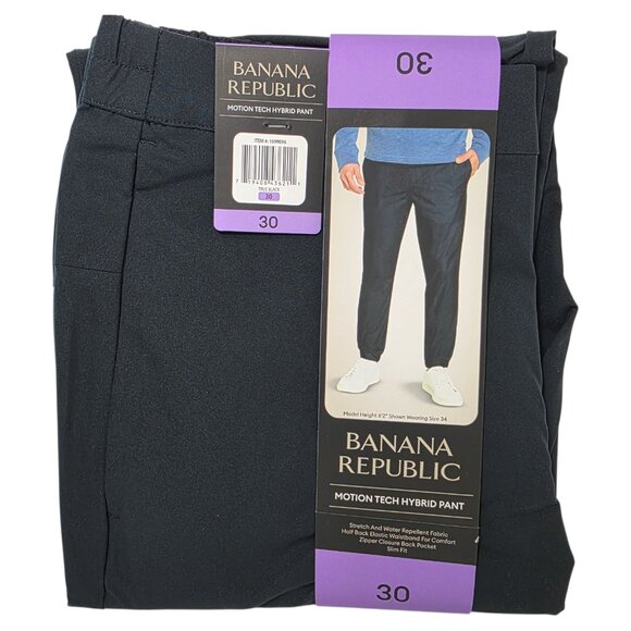 Banana Republic Motion Tech Hybrid Pants Mens Sz 30x39 & 34x42 Black Performance - Picture 4 of 16